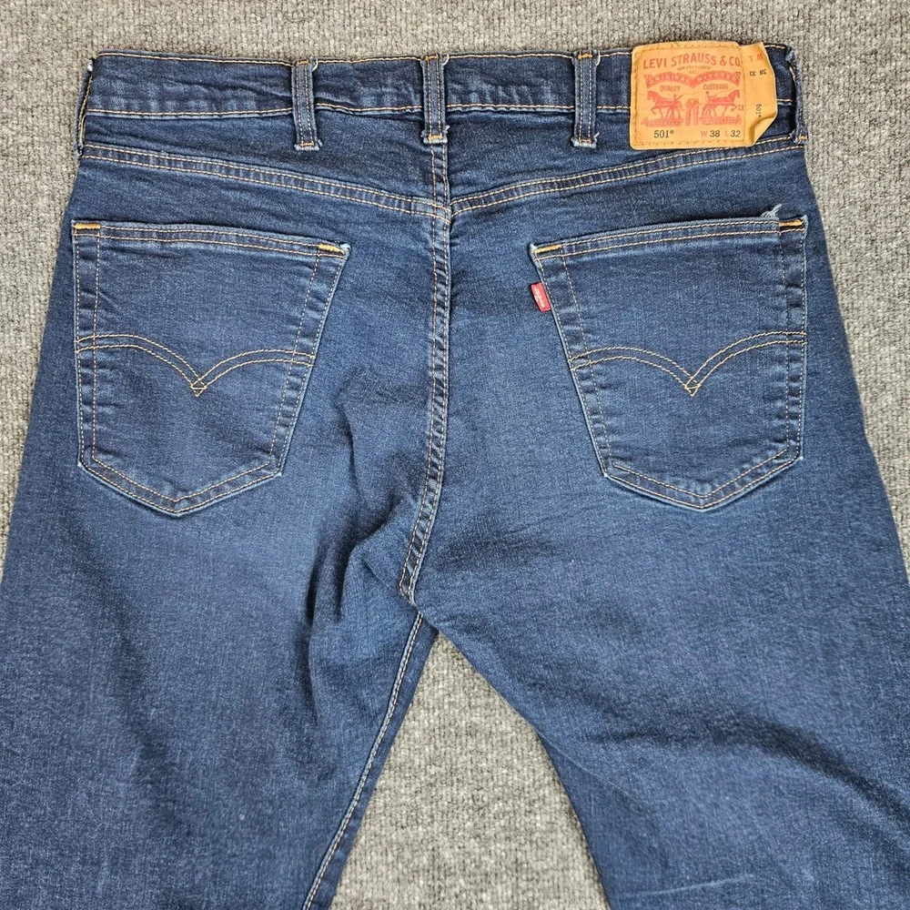 Levis 501‎ Jeans Men's 38x32(30) Straight Leg Dark Wash Stretch Denim Button Fly